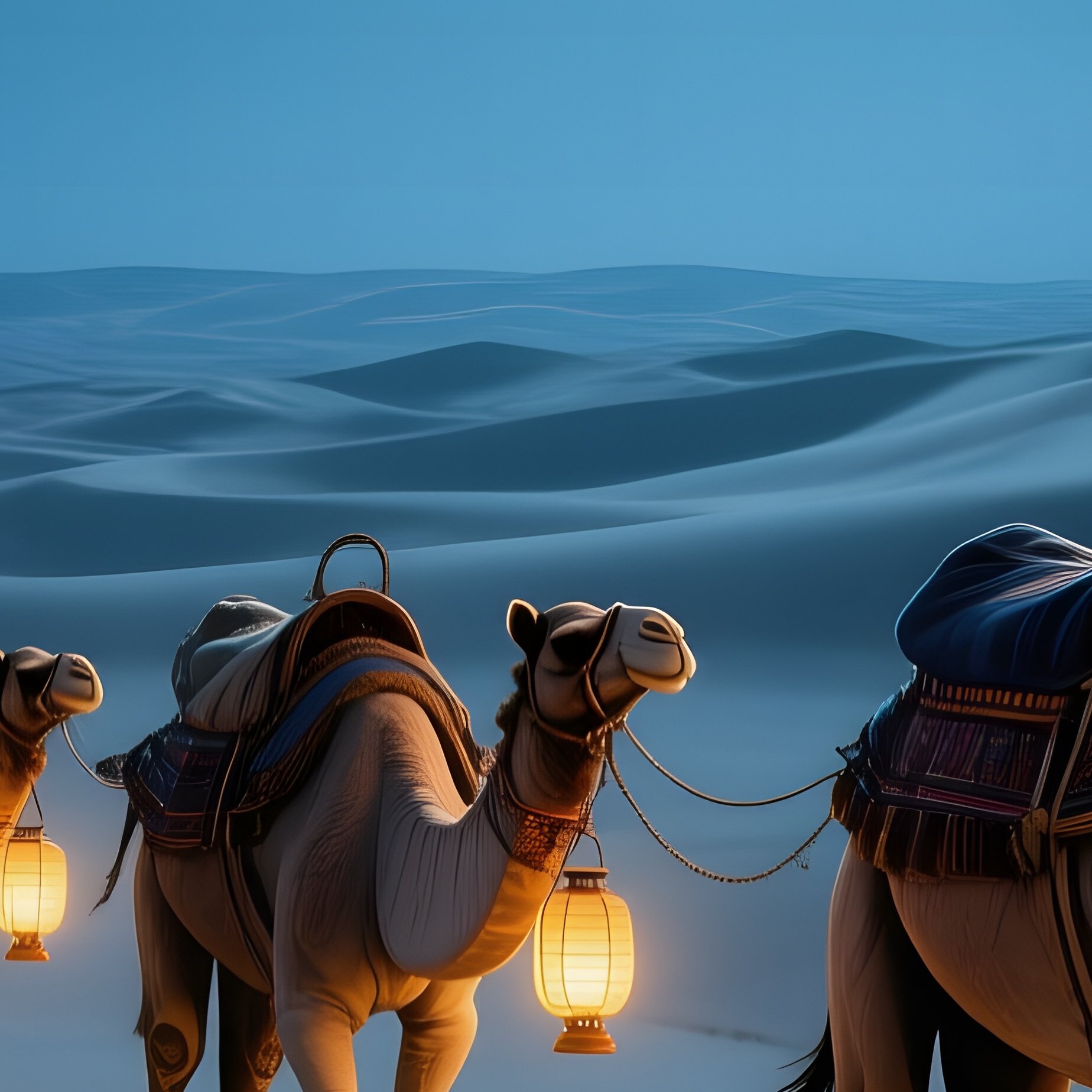 Persian Caravan Moonlit Steppe - Full Resolution Quality Preview