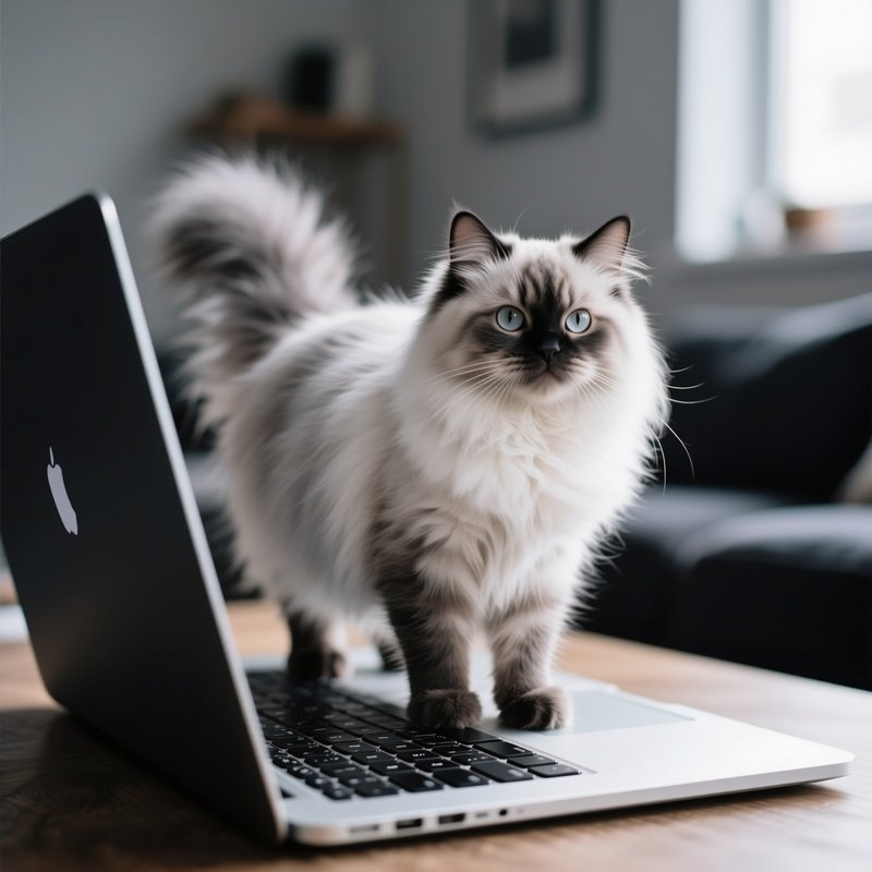 Persian Cat On Keyboard Laptop
