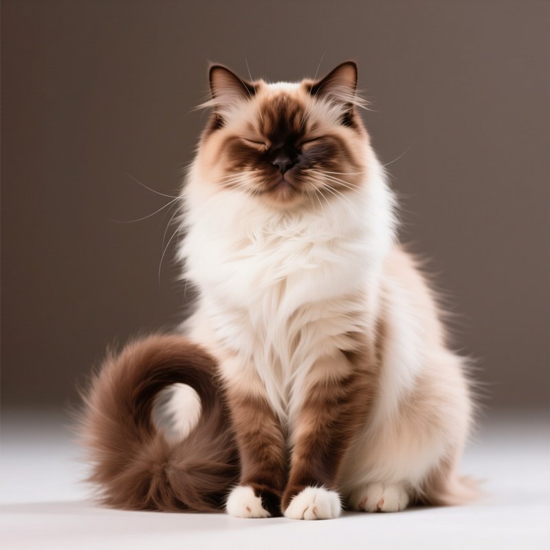 Persian Cat Sitting With Tail Wrapped Around Paws