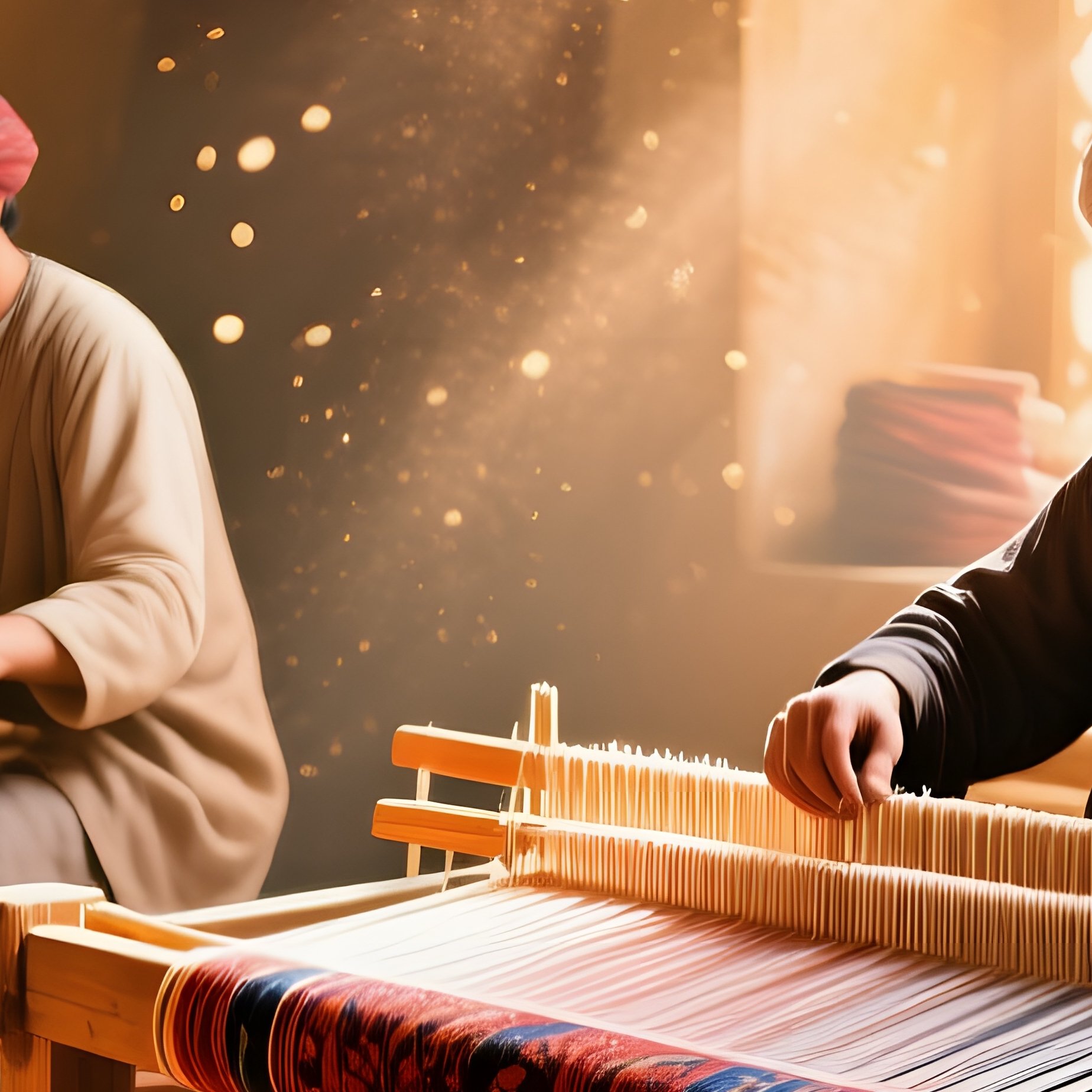 Persian Rug Workshop Lattice Light Artisans Weaving - Full Resolution Quality Preview