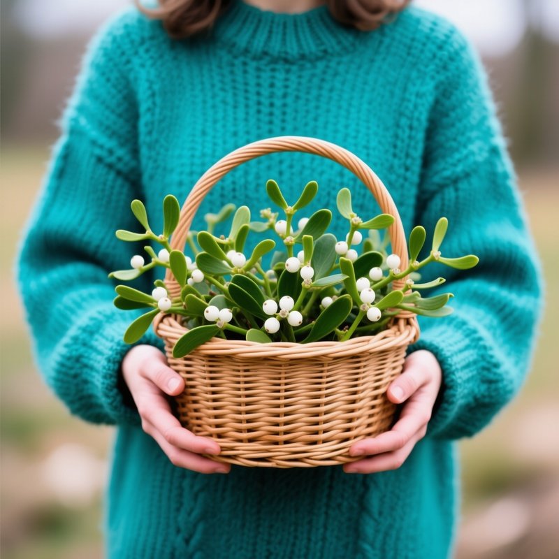 Person Holding A Basket Of Mistletoe Mistletoe Basket