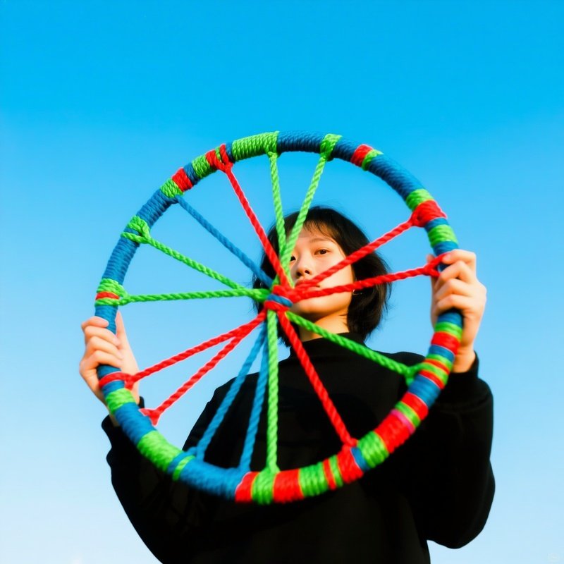 Person Holding A Colorful Stringed Object Outdoor Colorful