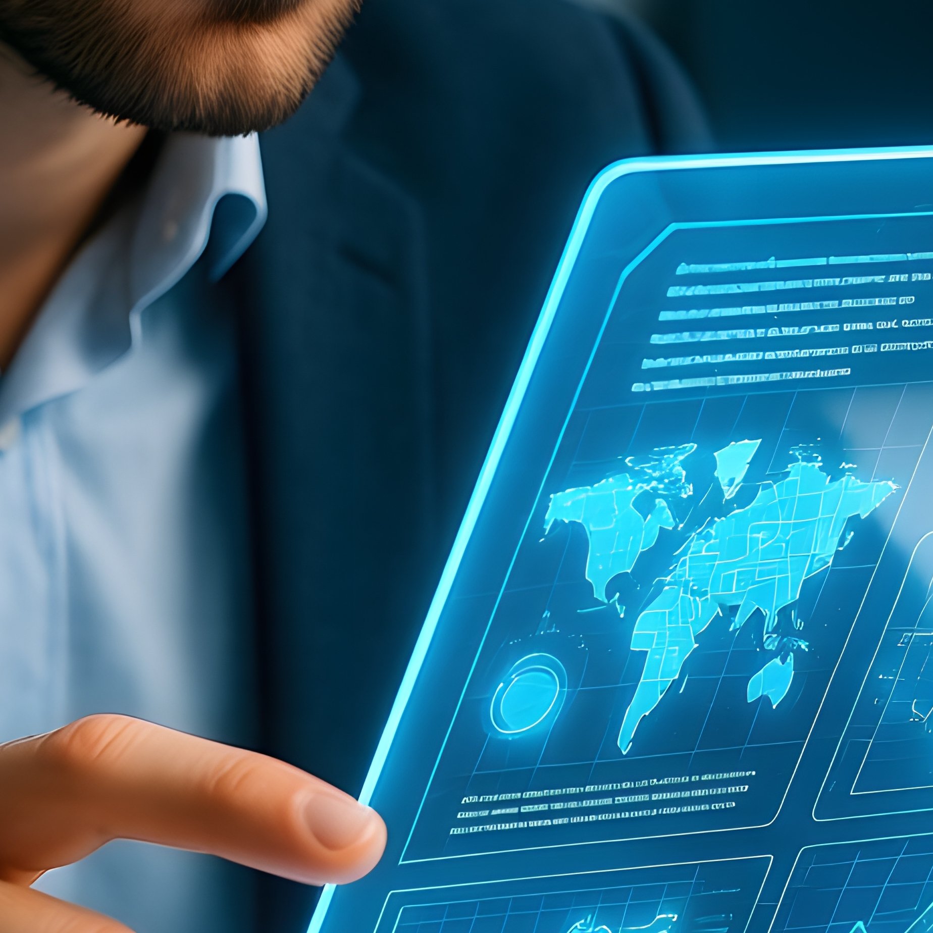 Person Interacting With A Futuristic Digital Interface Technology - Full Resolution Quality Preview