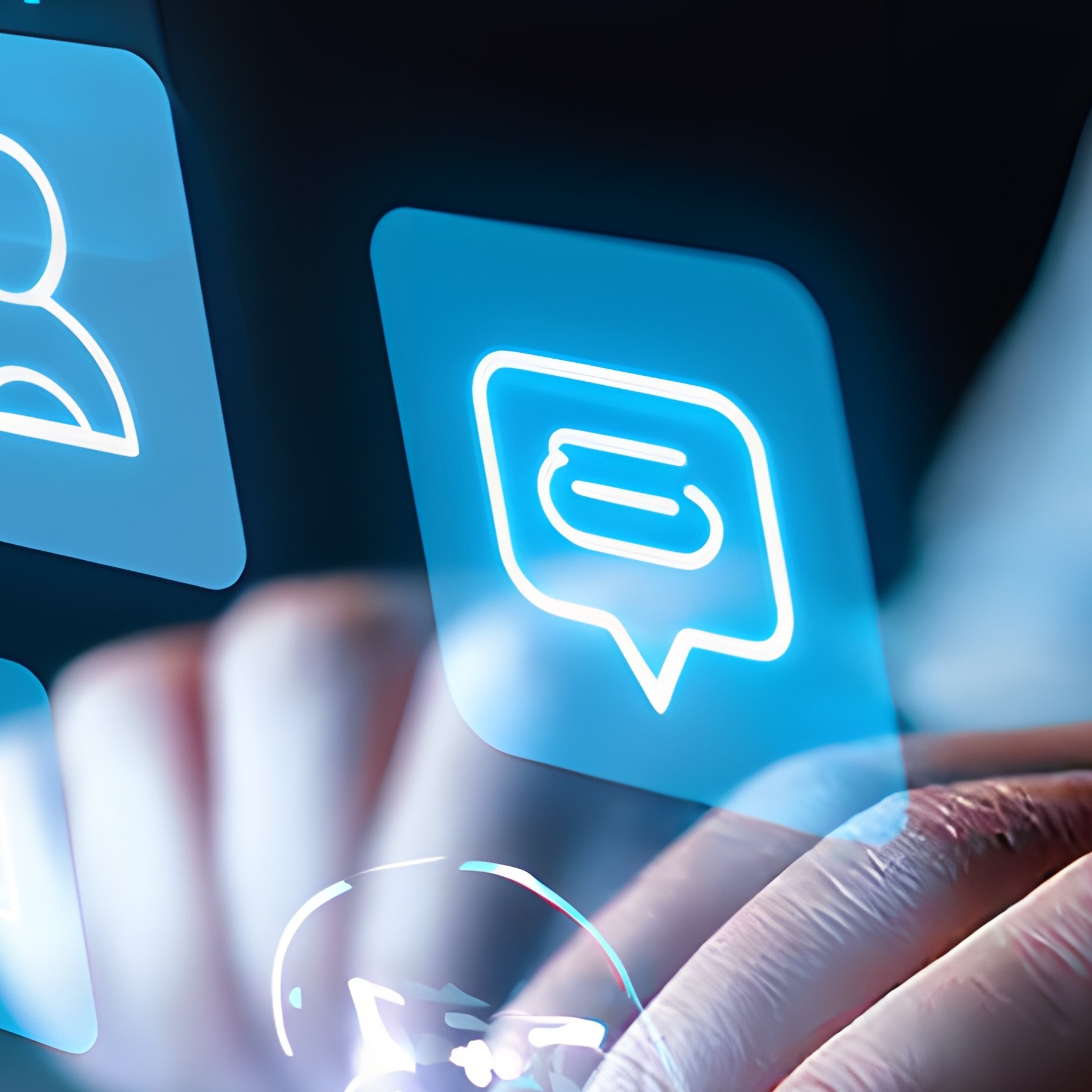 Person Interacting With A Laptop And Virtual Icons Technology - Full Resolution Quality Preview