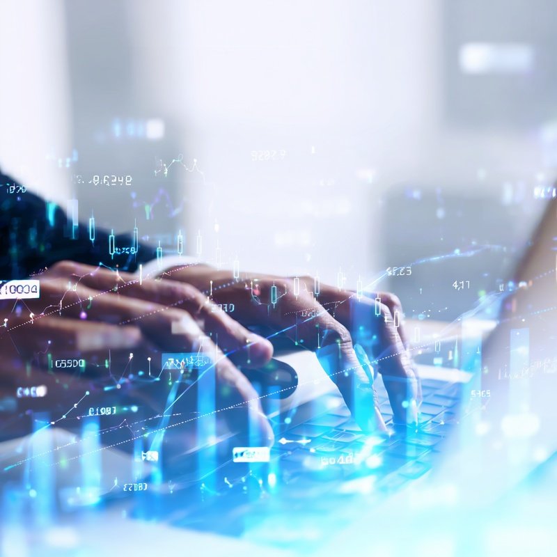 Person Using A Laptop With Digital Overlays Technology Digital Art