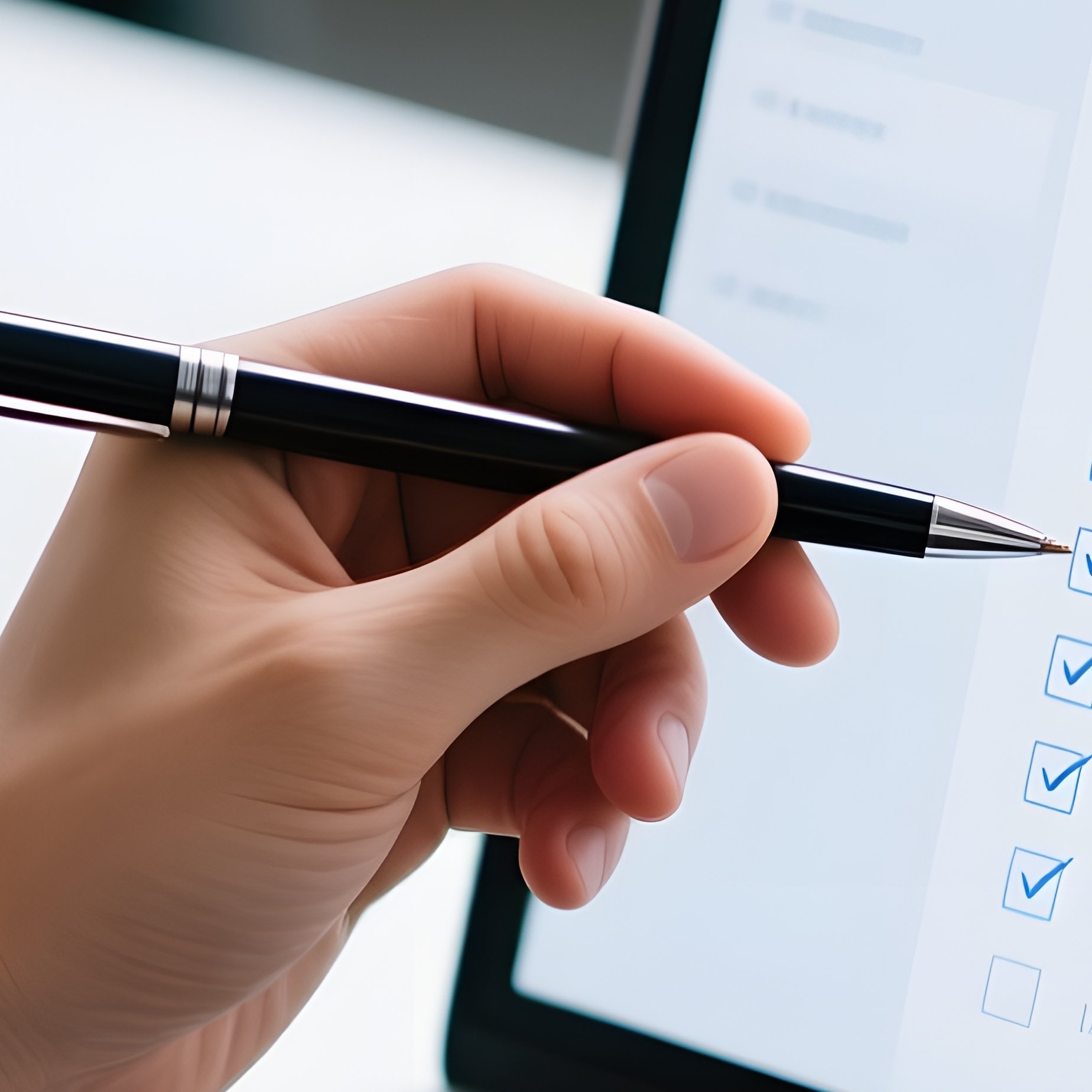 Person Working On A Laptop And Checking Off Items Productivity - Full Resolution Quality Preview