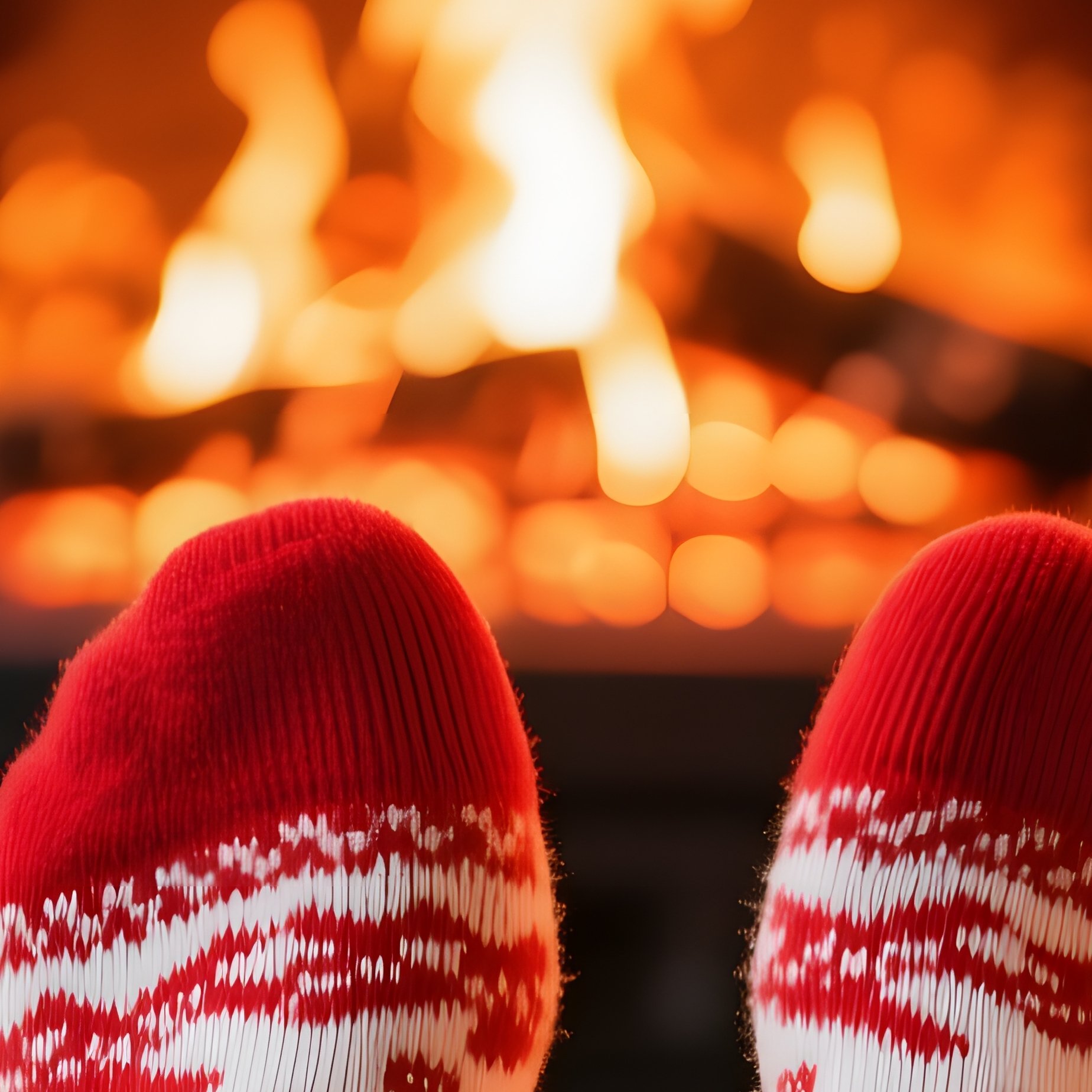 Persons Feet In Festive Socks By A Fireplace Christmas Holiday - Full Resolution Quality Preview