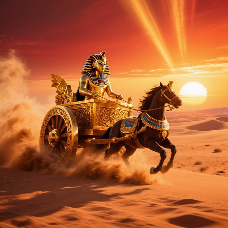 Pharaohs Chariot Racing Desert Sunset