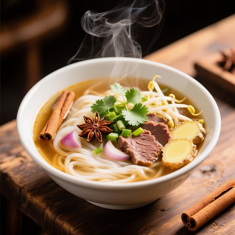 Pho Bo Clear Beef Broth With Rice Noodles