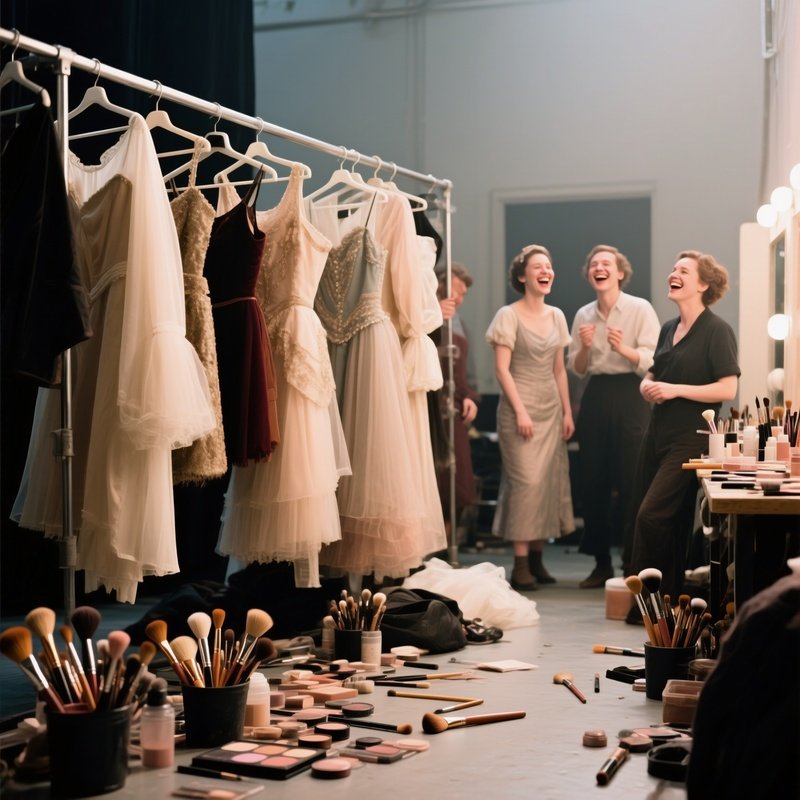 Photorealistic Backstage Moment Costumes Hanging