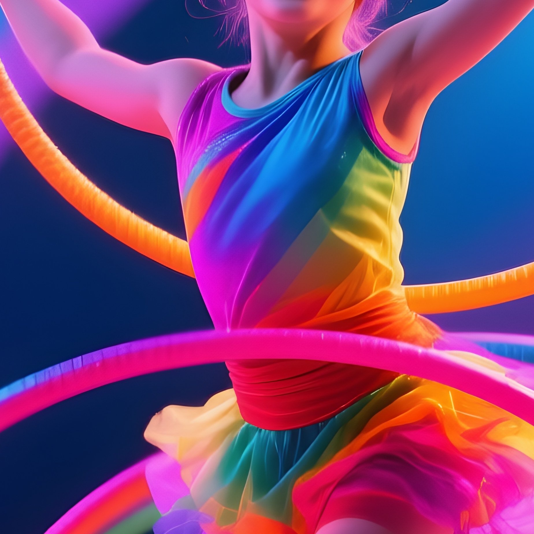 Photorealistic Balancing Hoops In Rainbow Light - Full Resolution Quality Preview