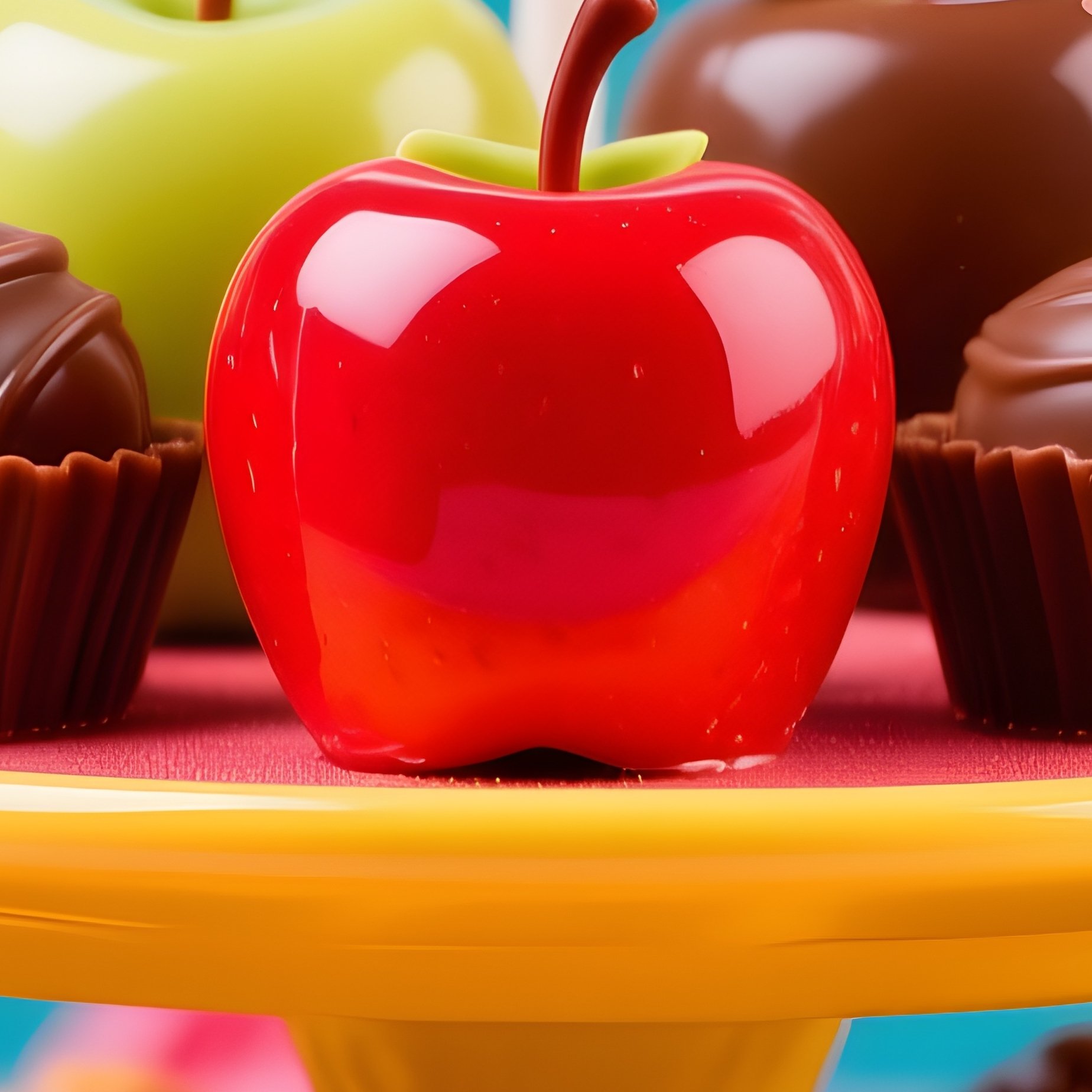 Photorealistic Candy Stand Chocolate Fruits Gingerbread Hearts Lollipops - Full Resolution Quality Preview