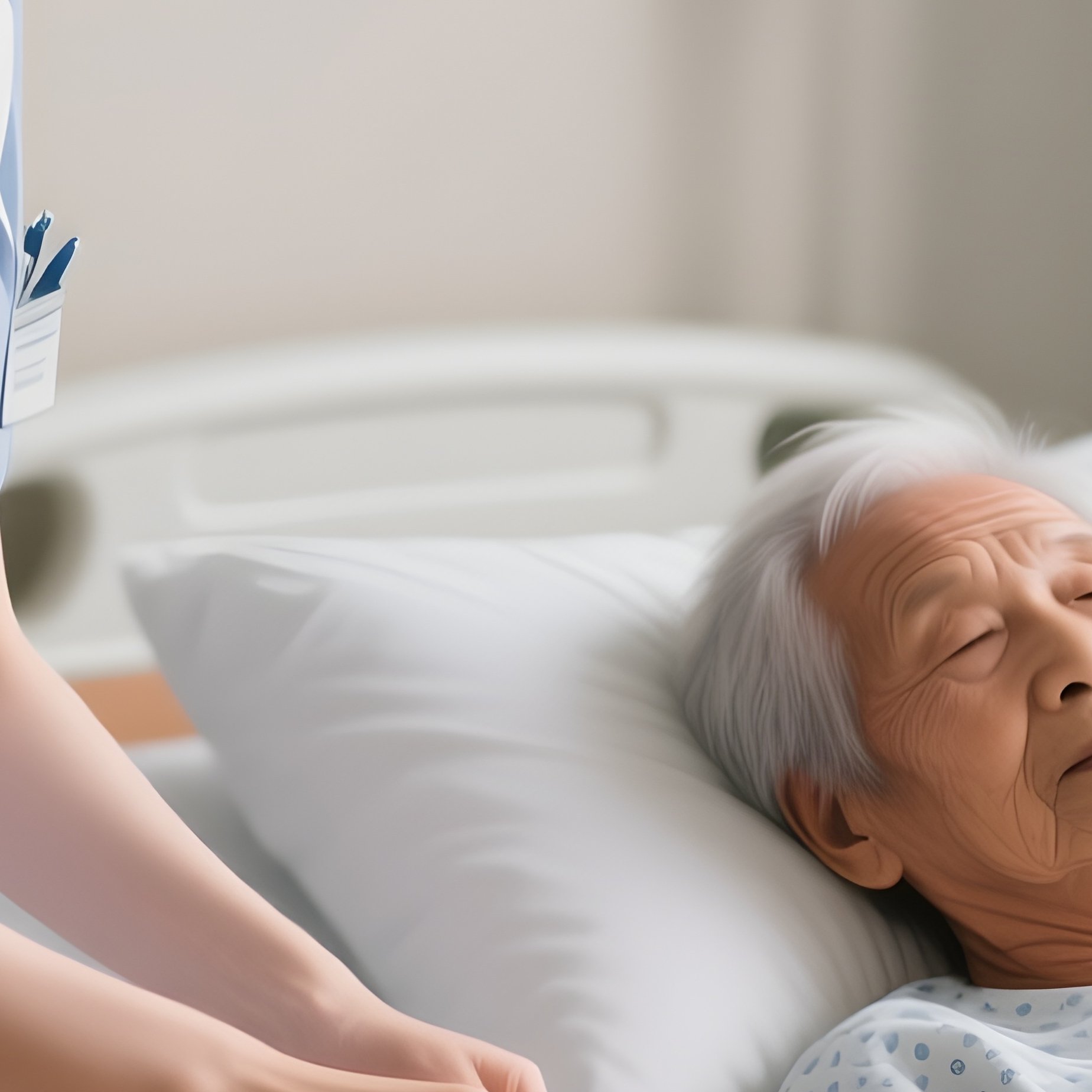 Photorealistic Caregiver Assisting A Patient With Meal Setup On A Bedside Table - Full Resolution Quality Preview