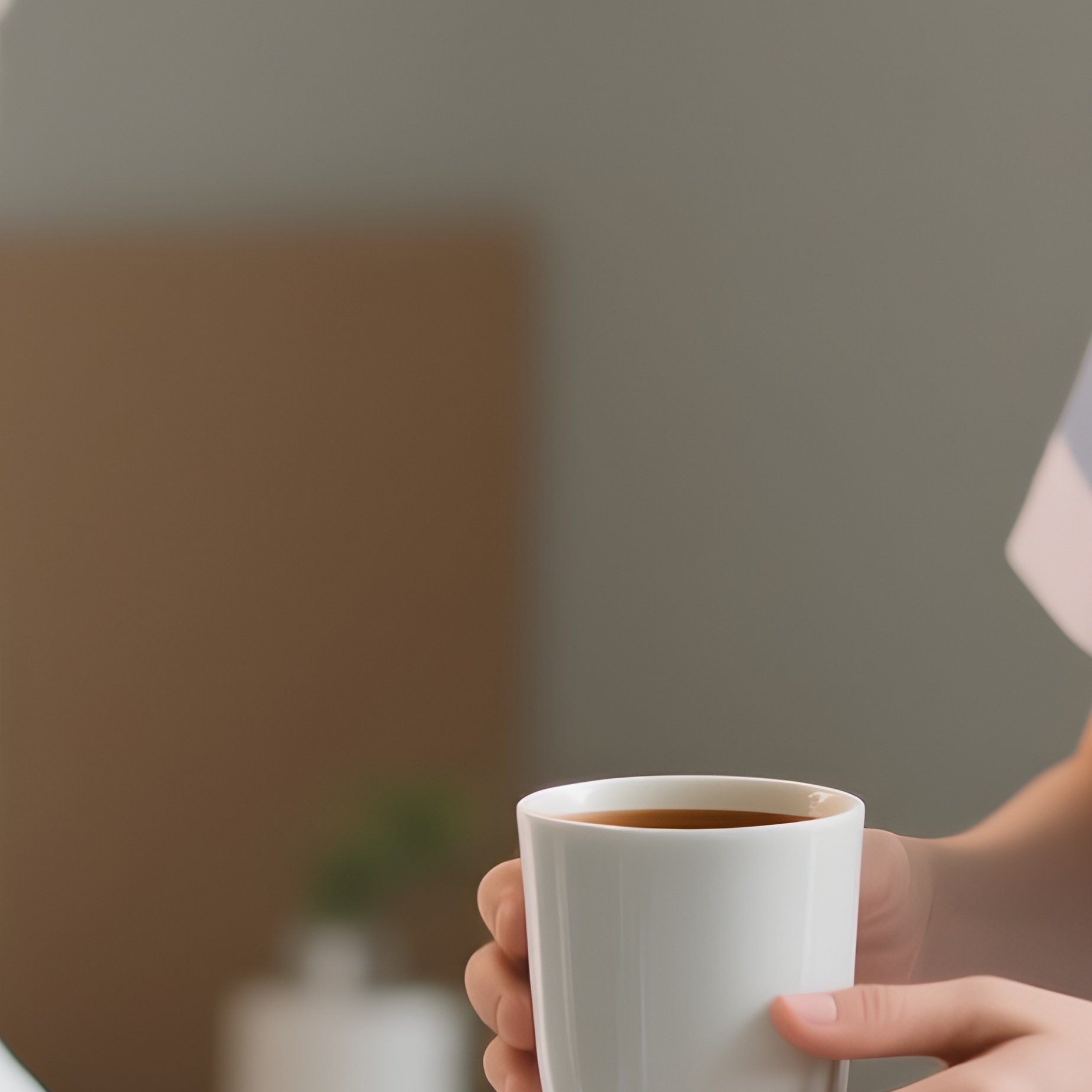 Photorealistic Caregiver Bringing A Warm Drink To A Recovering Patient - Full Resolution Quality Preview