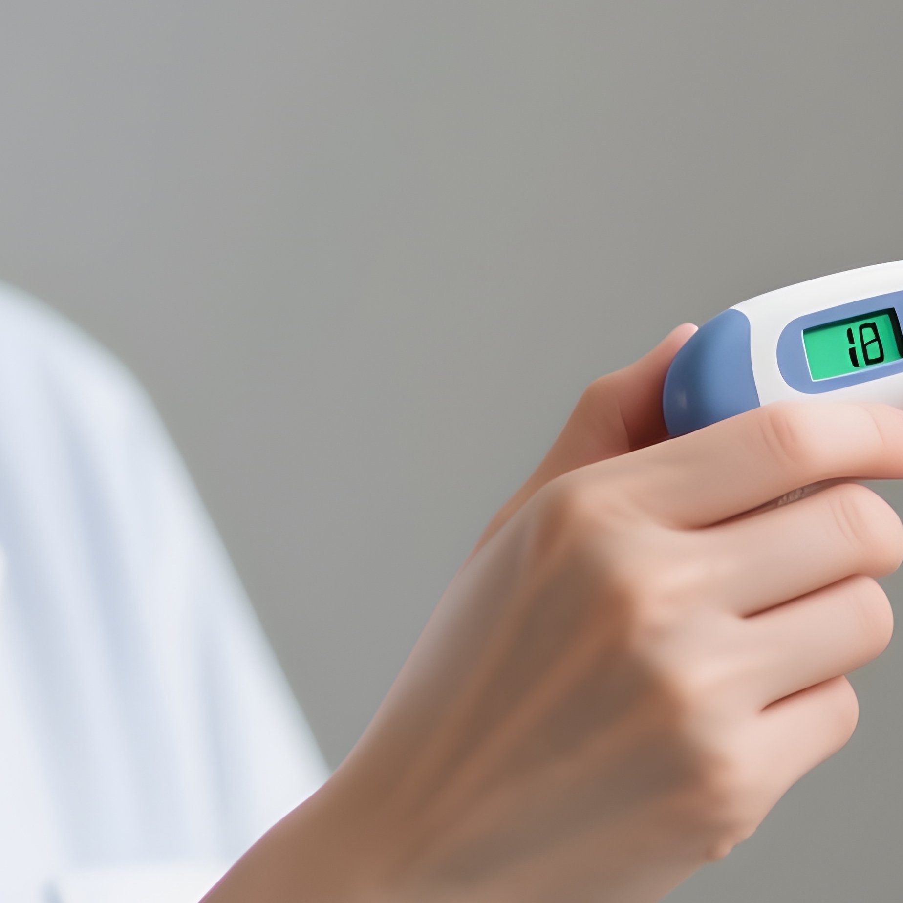 Photorealistic Caregiver Gently Checking A Patient’S Temperature With A Digital Thermometer - Full Resolution Quality Preview
