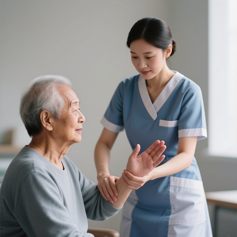 Photorealistic Caregiver Guiding A Patient Through Hand Exercises