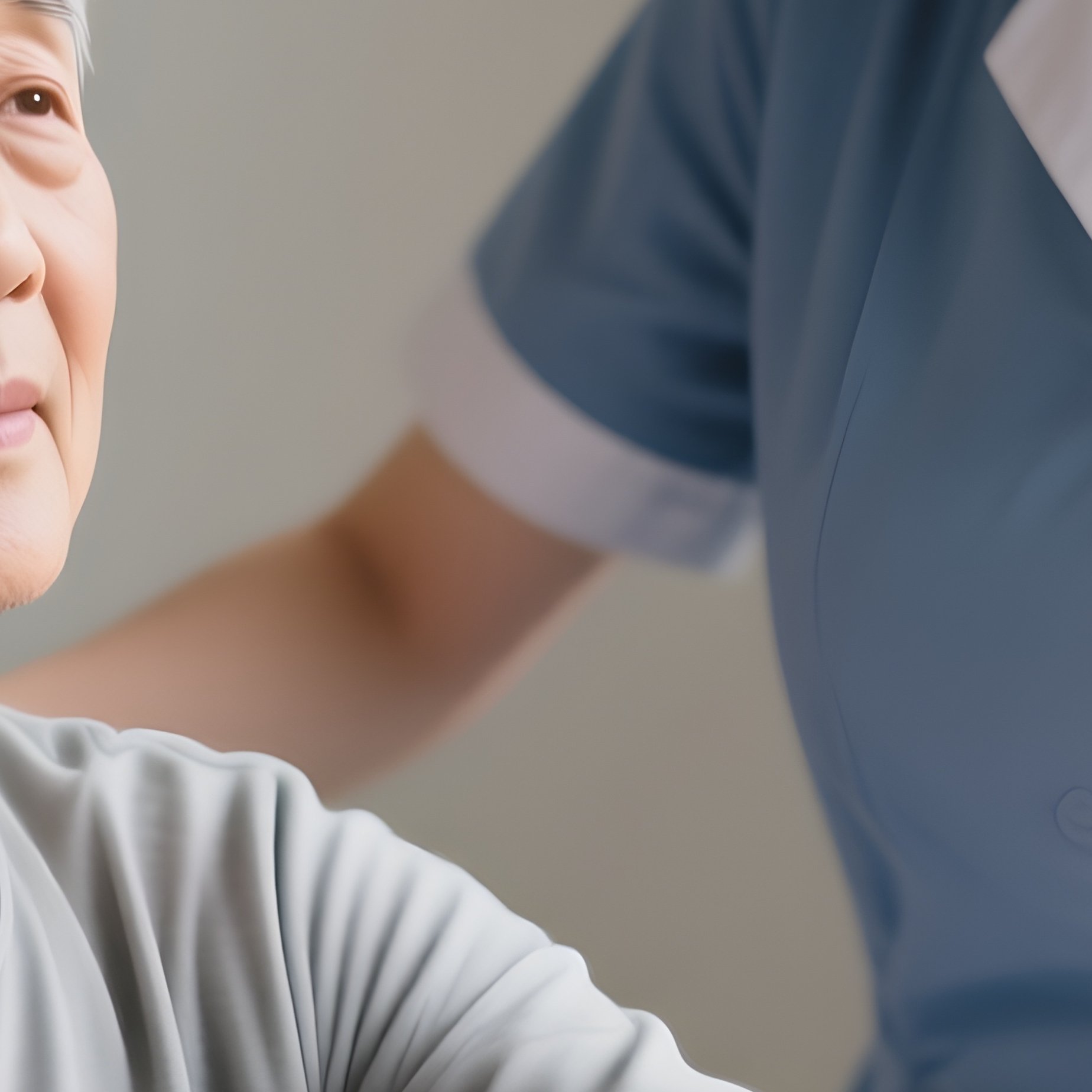 Photorealistic Caregiver Guiding A Patient Through Light Stretching - Full Resolution Quality Preview