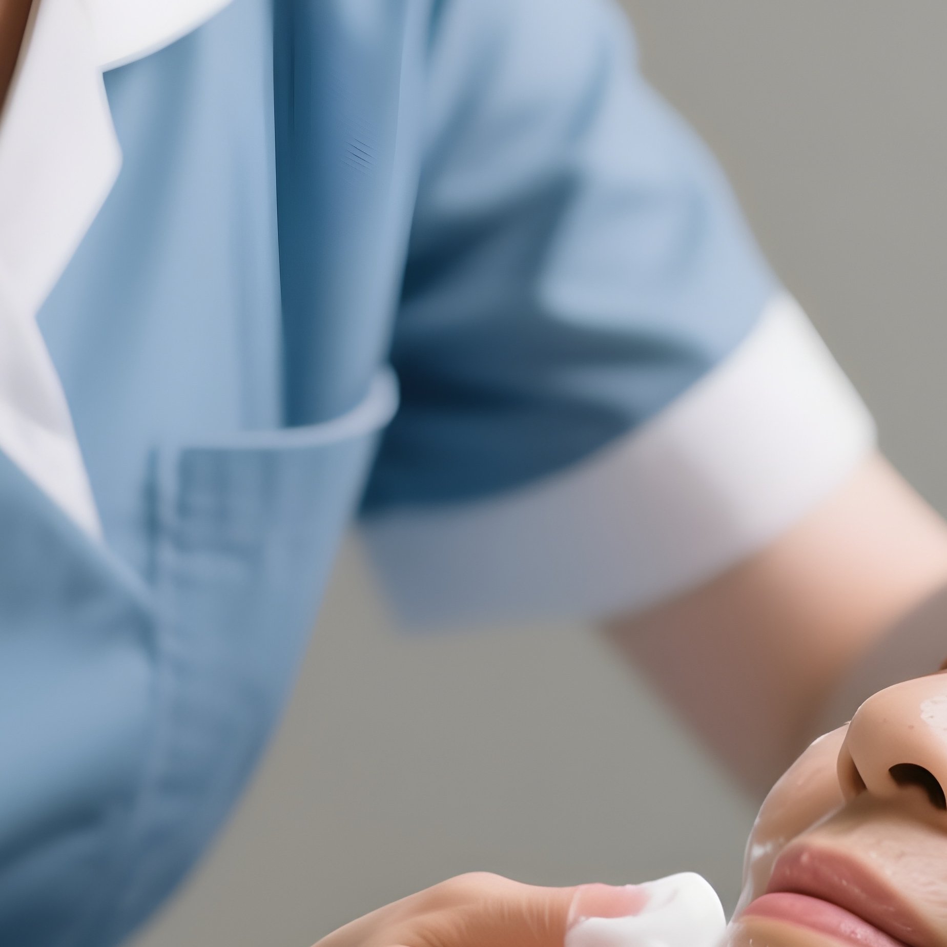 Photorealistic Caregiver Helping A Patient With Gentle Face Washing - Full Resolution Quality Preview