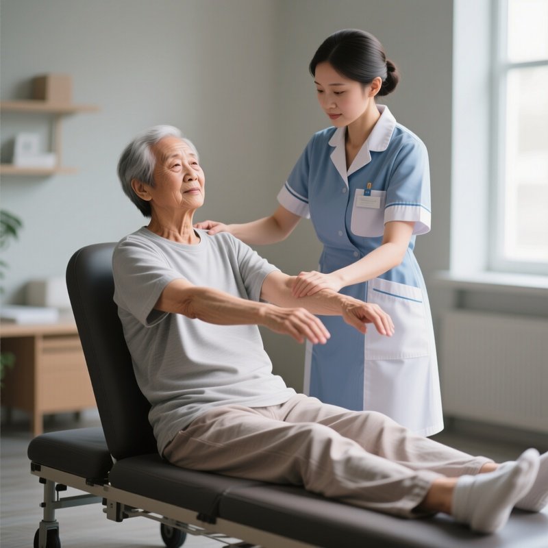 Photorealistic Caregiver Helping A Patient With Slow Seated Stretches