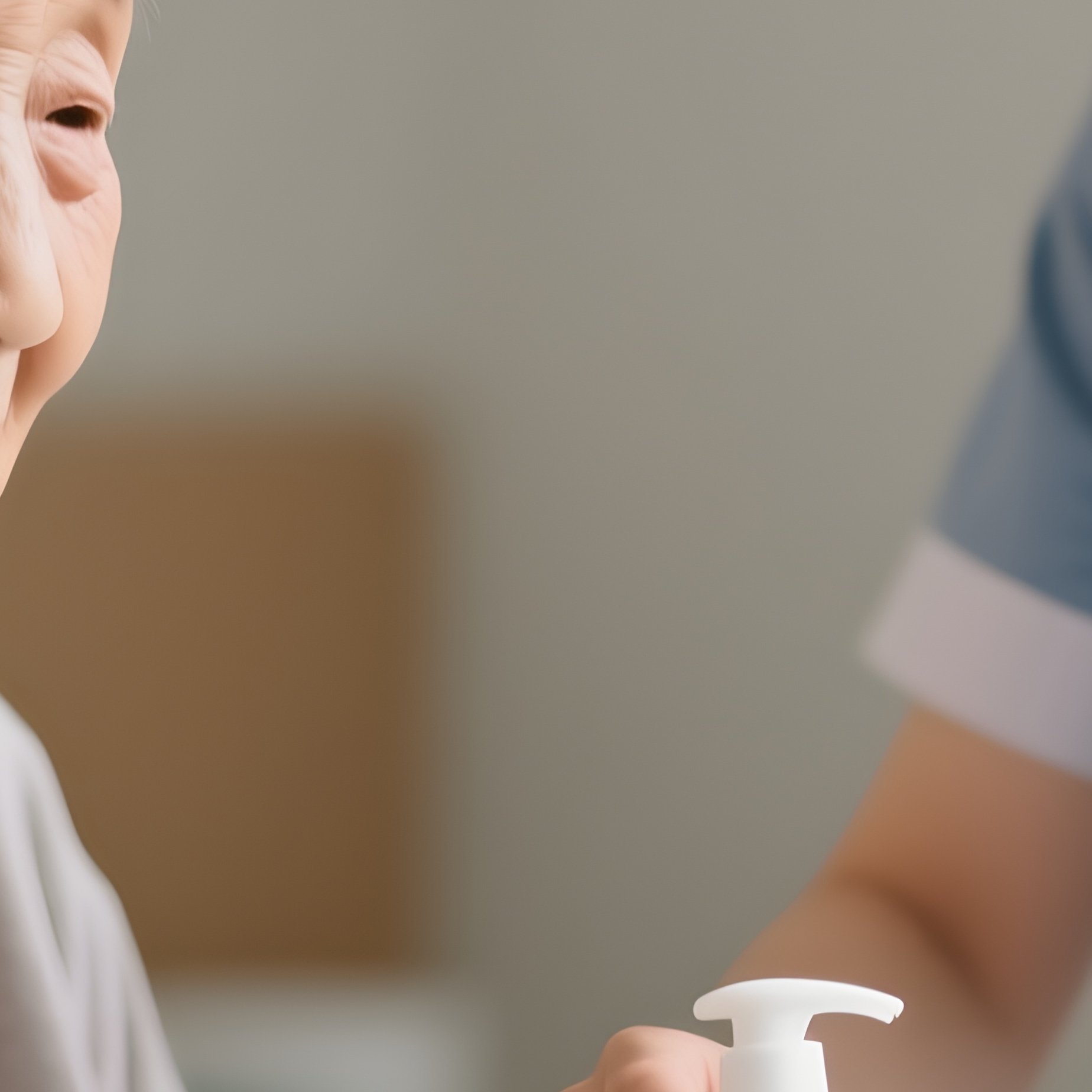 Photorealistic Caregiver Helping An Elderly Patient With Hand Hygiene - Full Resolution Quality Preview