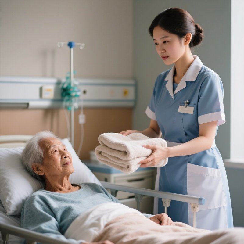 Photorealistic Caregiver Retrieving Warm Towels For A Patient