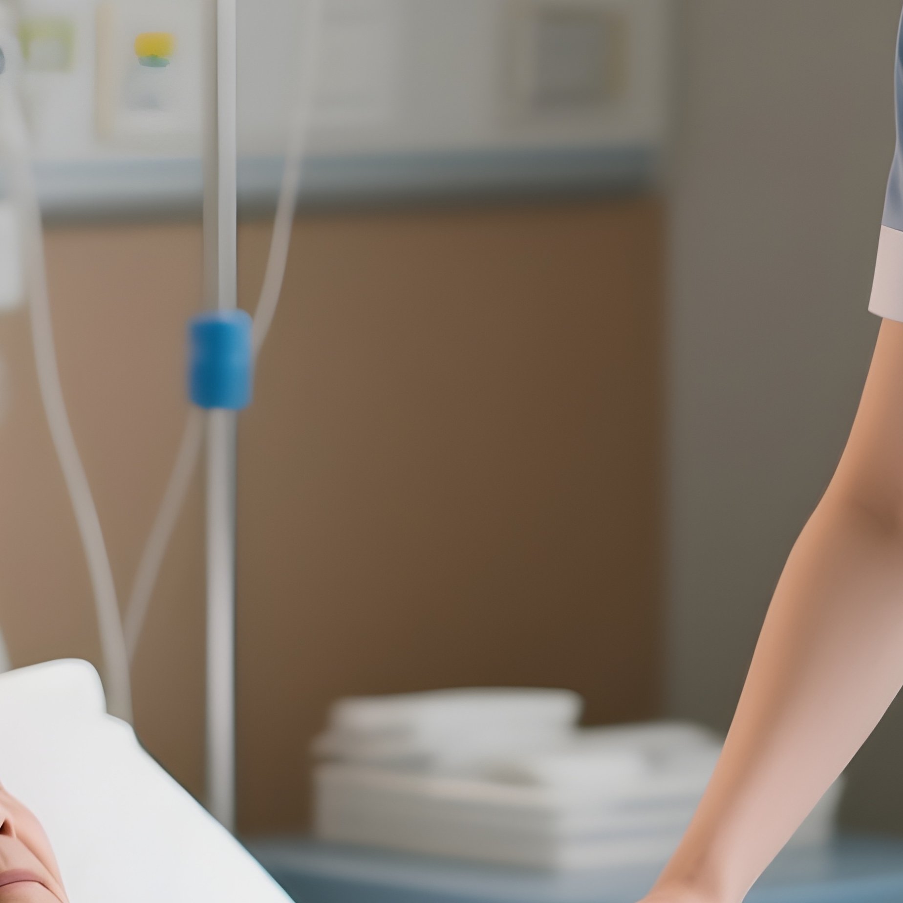 Photorealistic Caregiver Tidying A Patient’S Bedside Area - Full Resolution Quality Preview