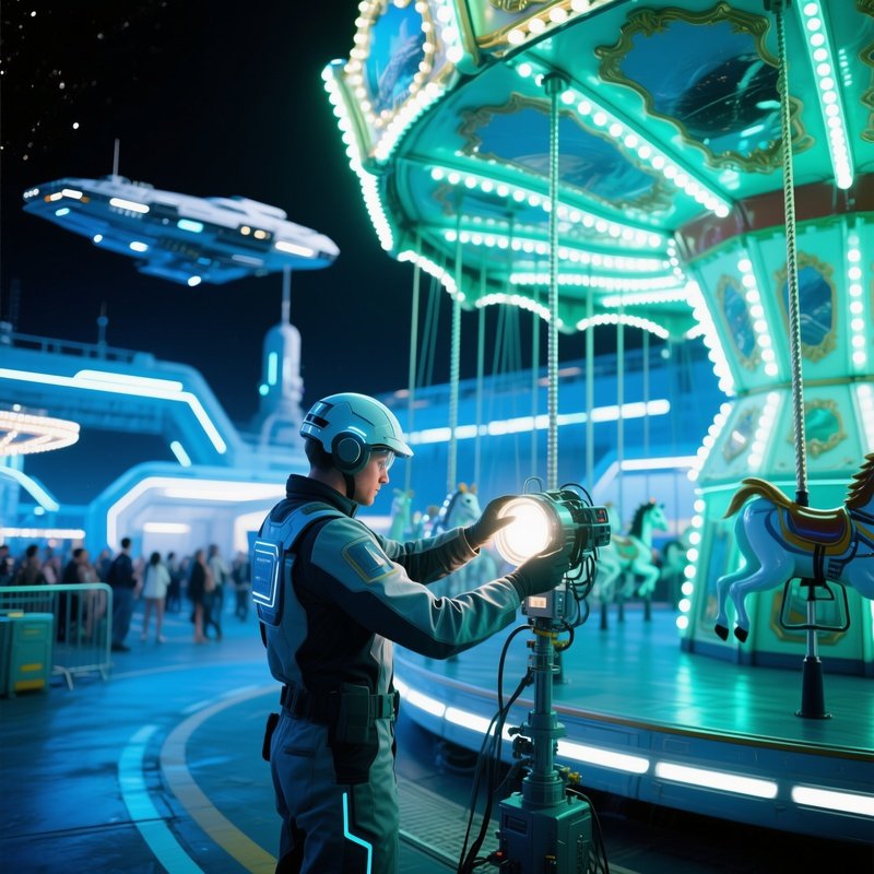 Photorealistic Carousel Lights Adjustment Science Fiction