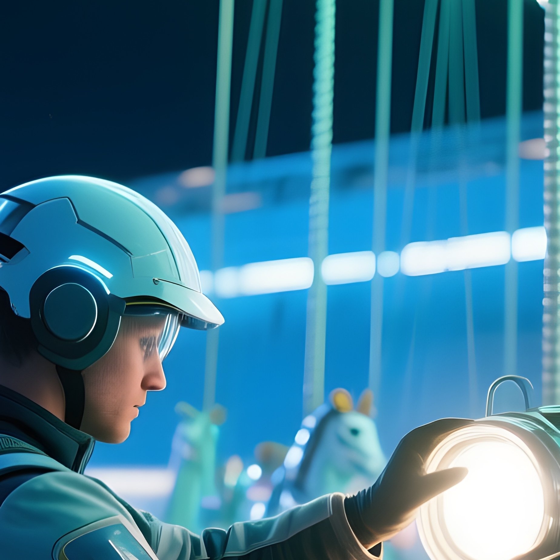 Photorealistic Carousel Lights Adjustment Science Fiction - Full Resolution Quality Preview