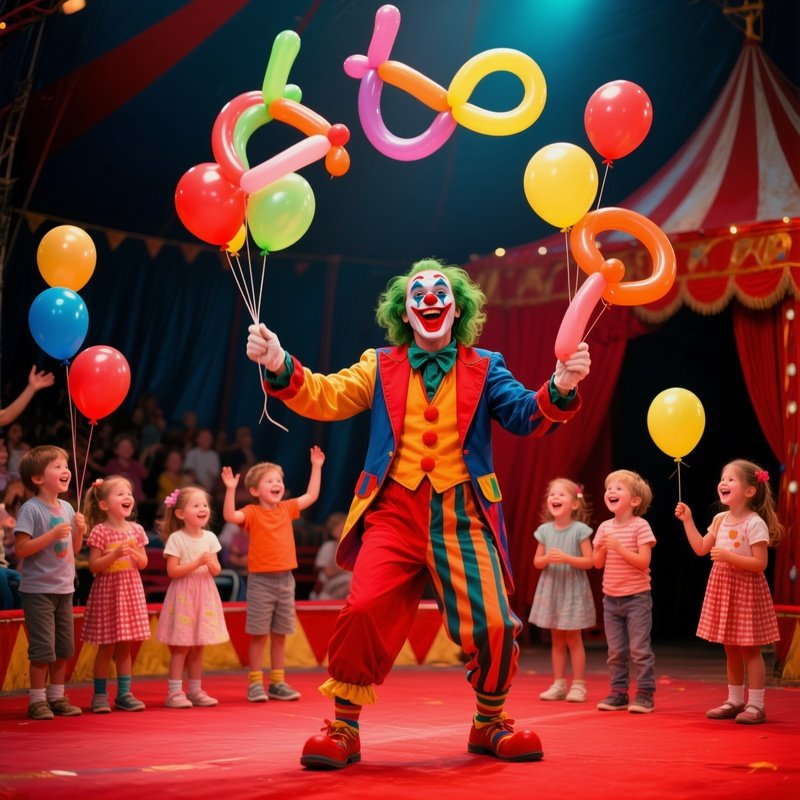 Photorealistic Clown Balloon Animal Show 2