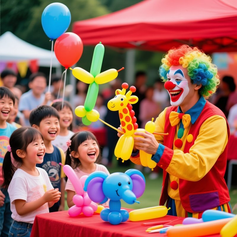 Photorealistic Clown Balloon Animal Show