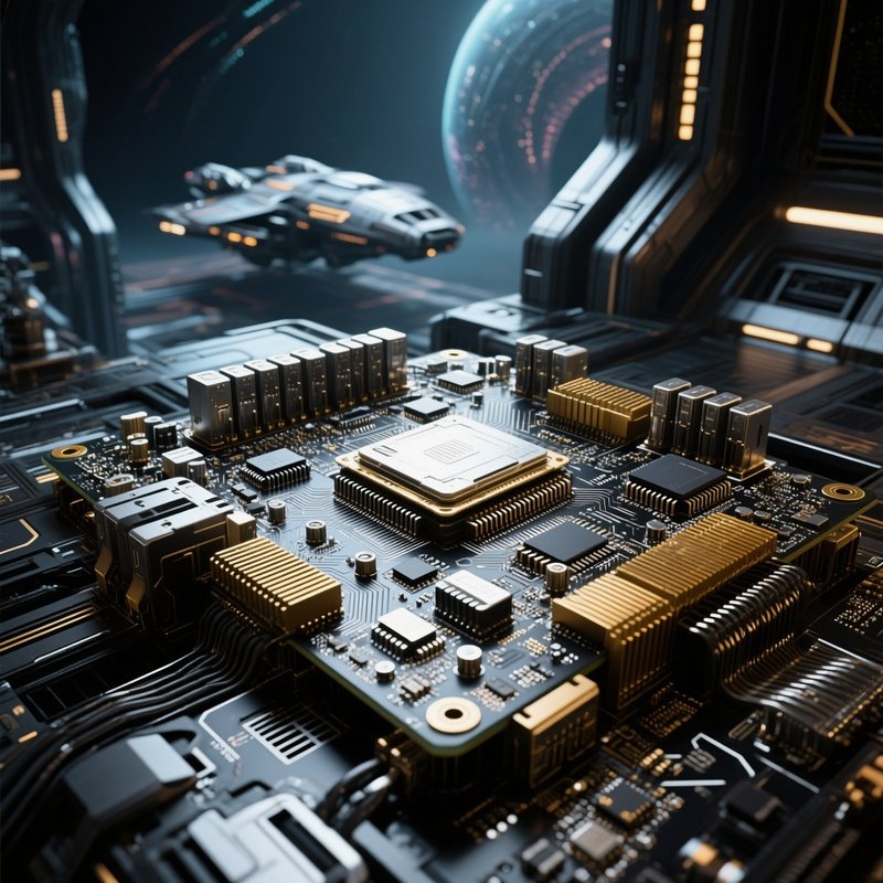 Photorealistic Computer Motherboard Science Fiction