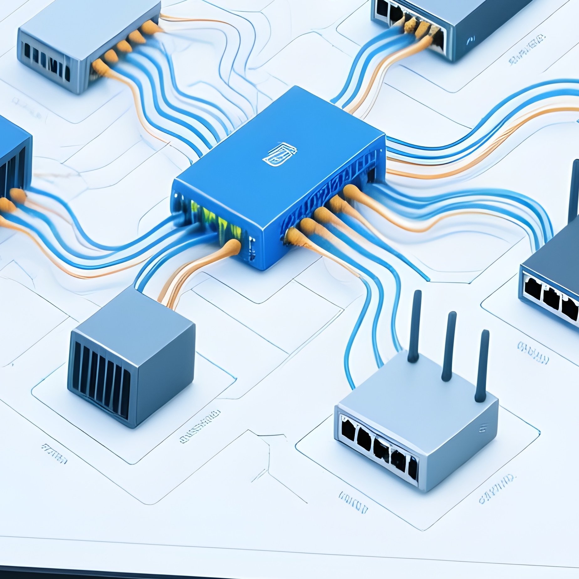 Photorealistic Computer Network Diagram On Monitor - Full Resolution Quality Preview