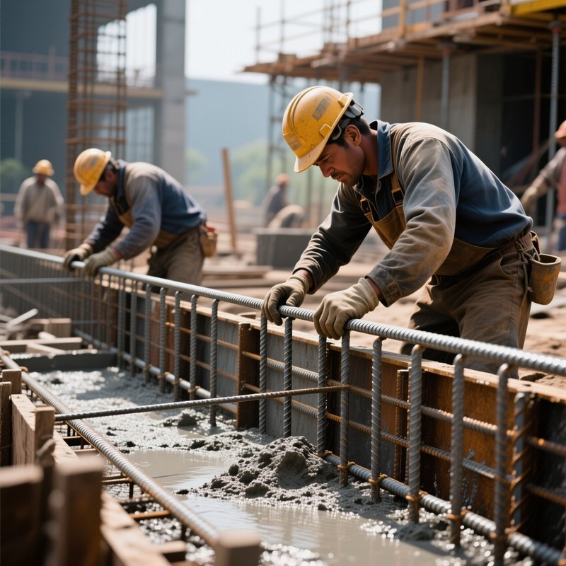 Photorealistic Construction Process Rebar Pouring