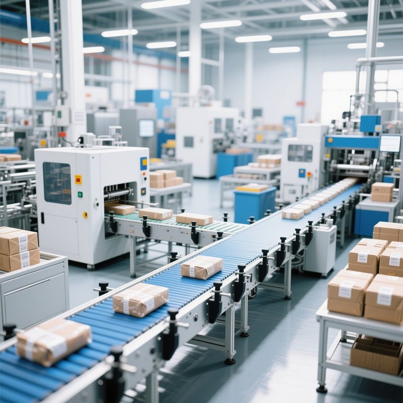 Photorealistic_Conveyor_Belt_Packaging_Line