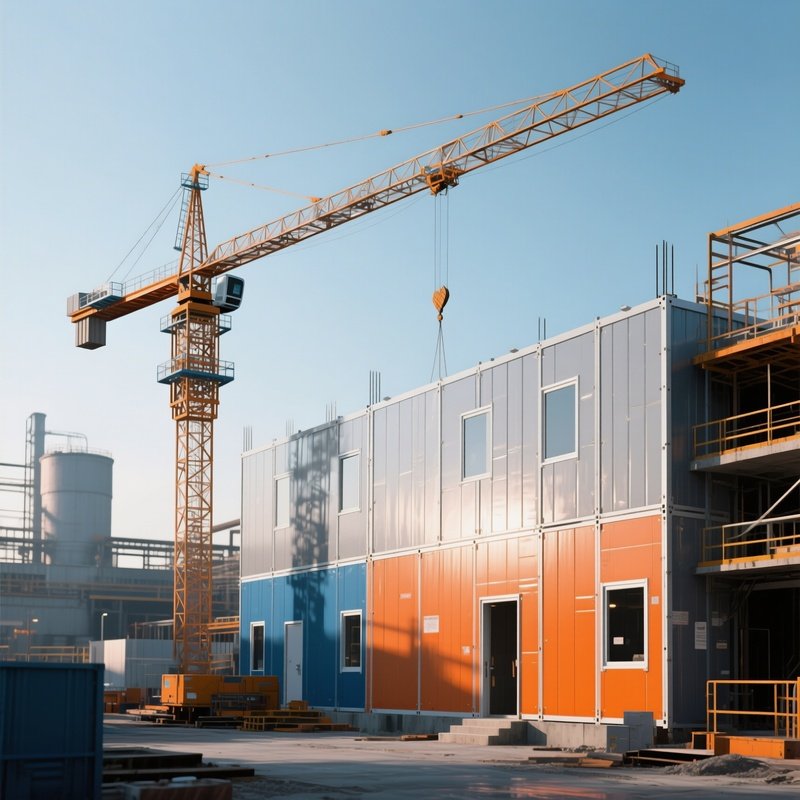 Photorealistic Crane Lifting Prefab Wall Panels