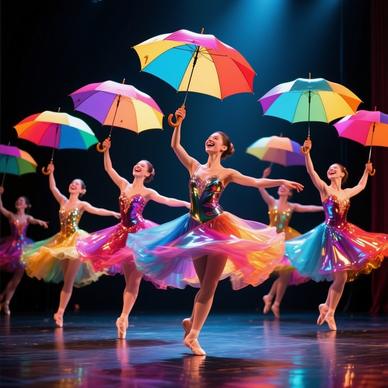Photorealistic Dancers Spinning Umbrellas Final