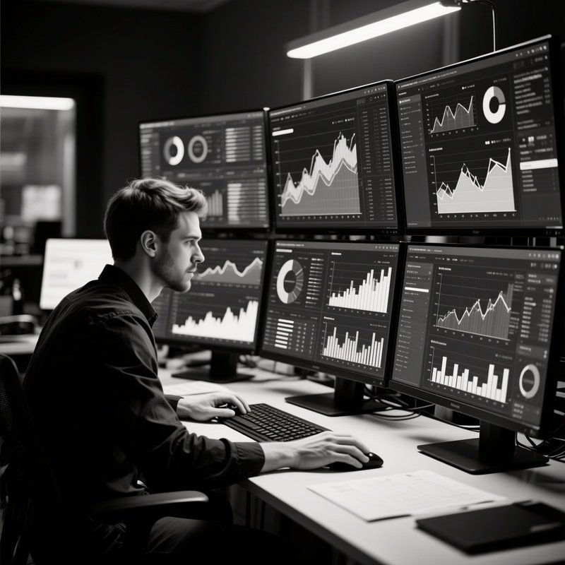 Photorealistic Data Analyst Studying Graphs 2