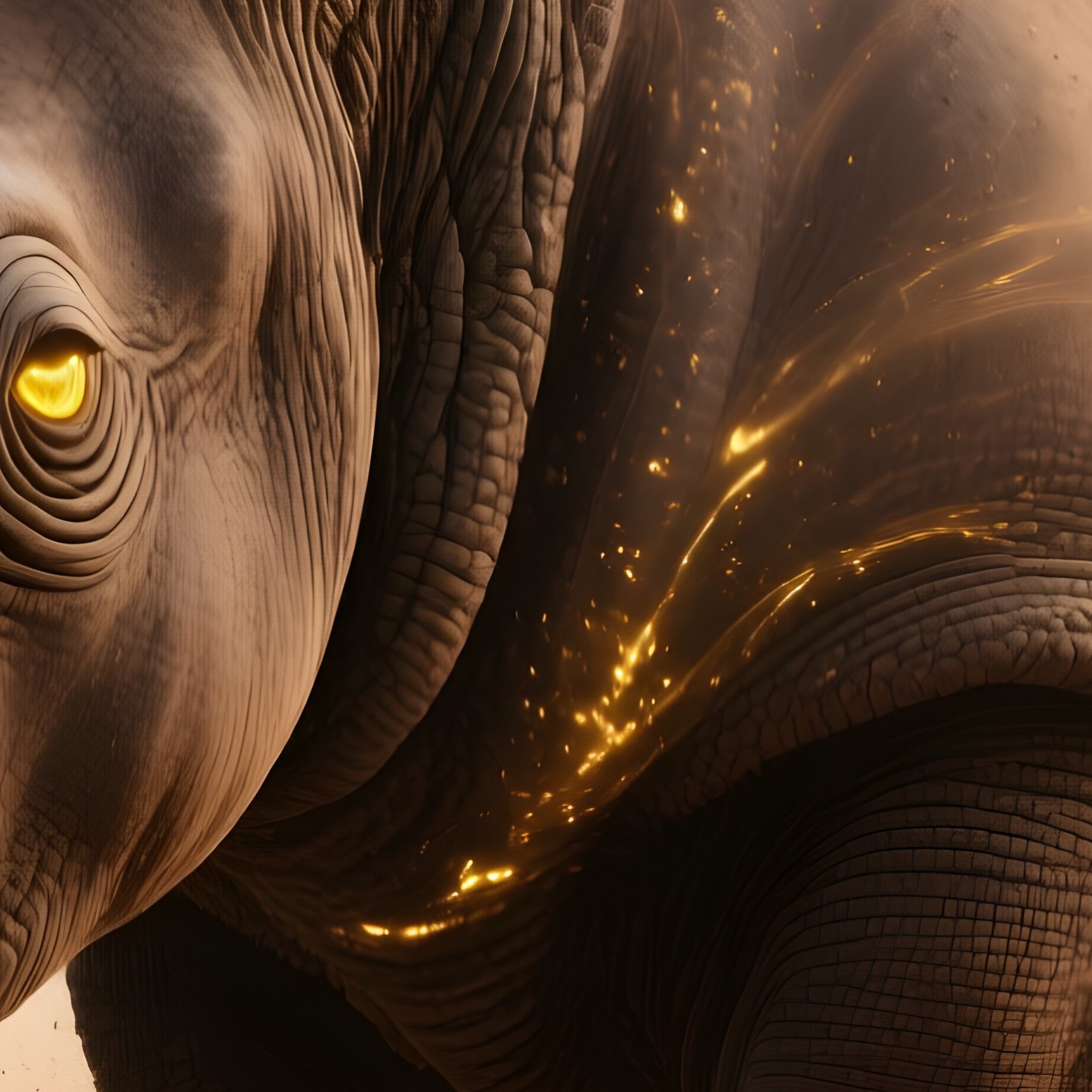 Photorealistic Dust Elemental Massive Ancient Rhino - Full Resolution Quality Preview