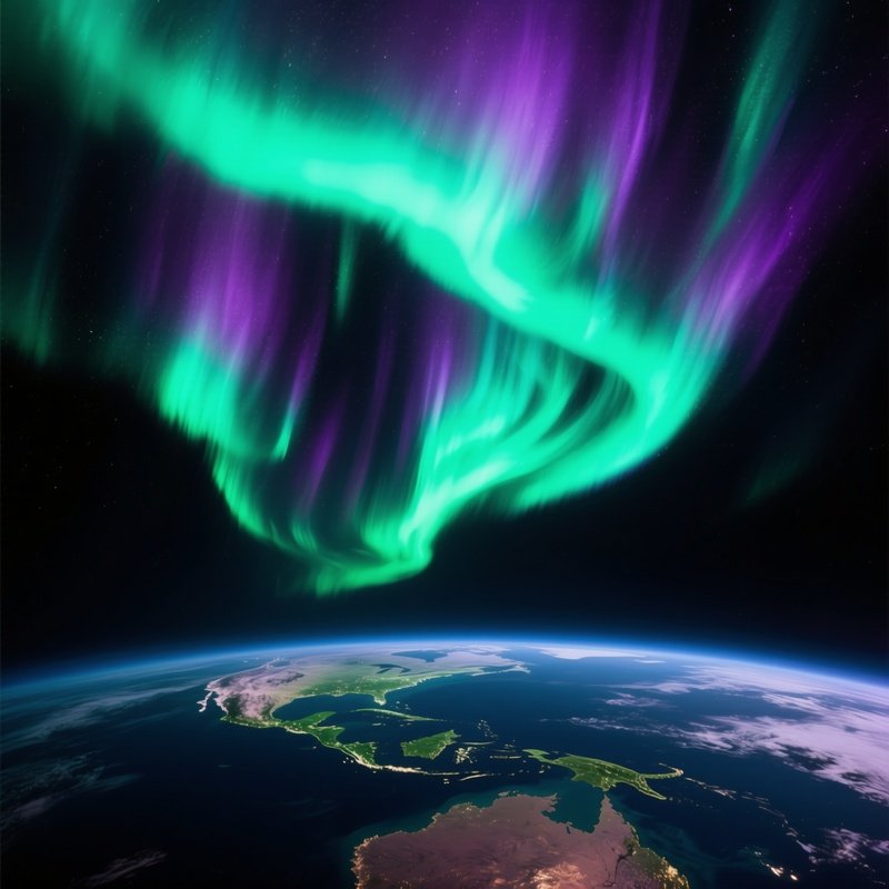 Photorealistic Earth Polar Lights From Space