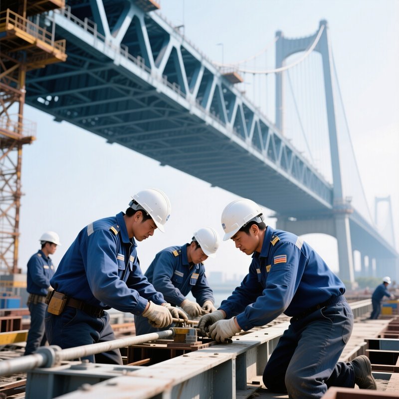 Photorealistic Engineers Construction Bridge