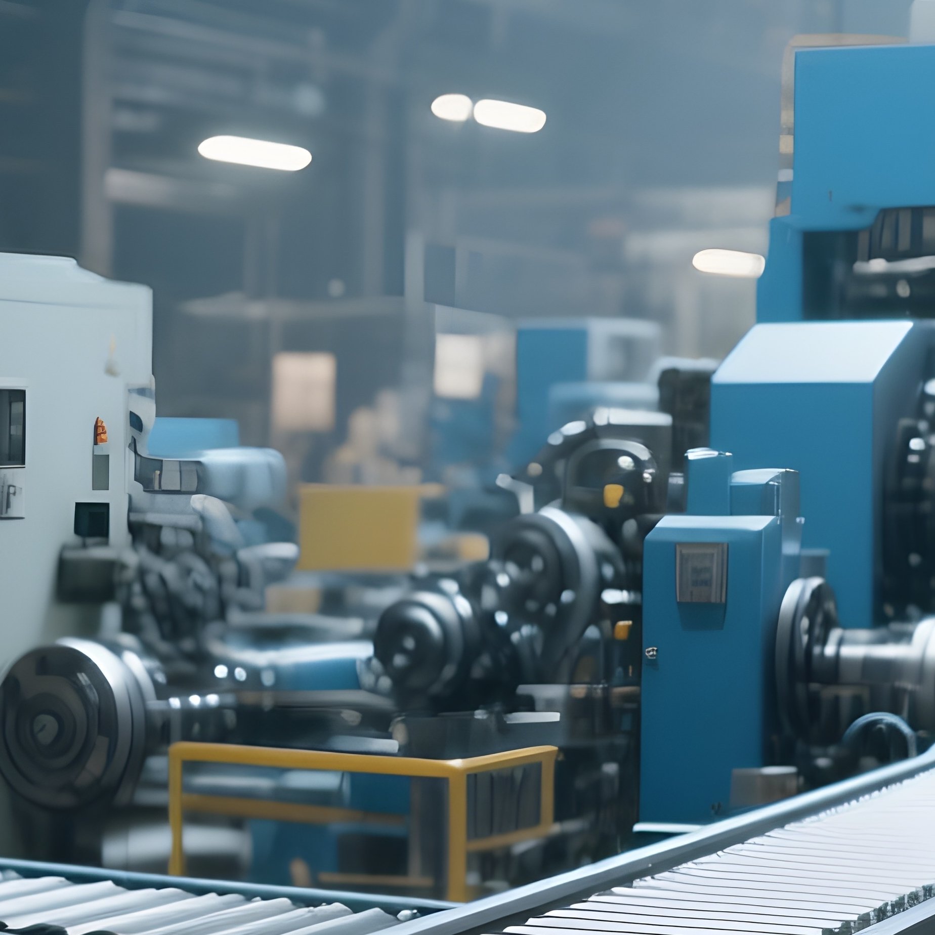 Photorealistic Factory Interior Conveyor Belts - Full Resolution Quality Preview