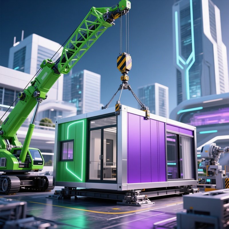 Photorealistic Futuristic Construction Module Lowering