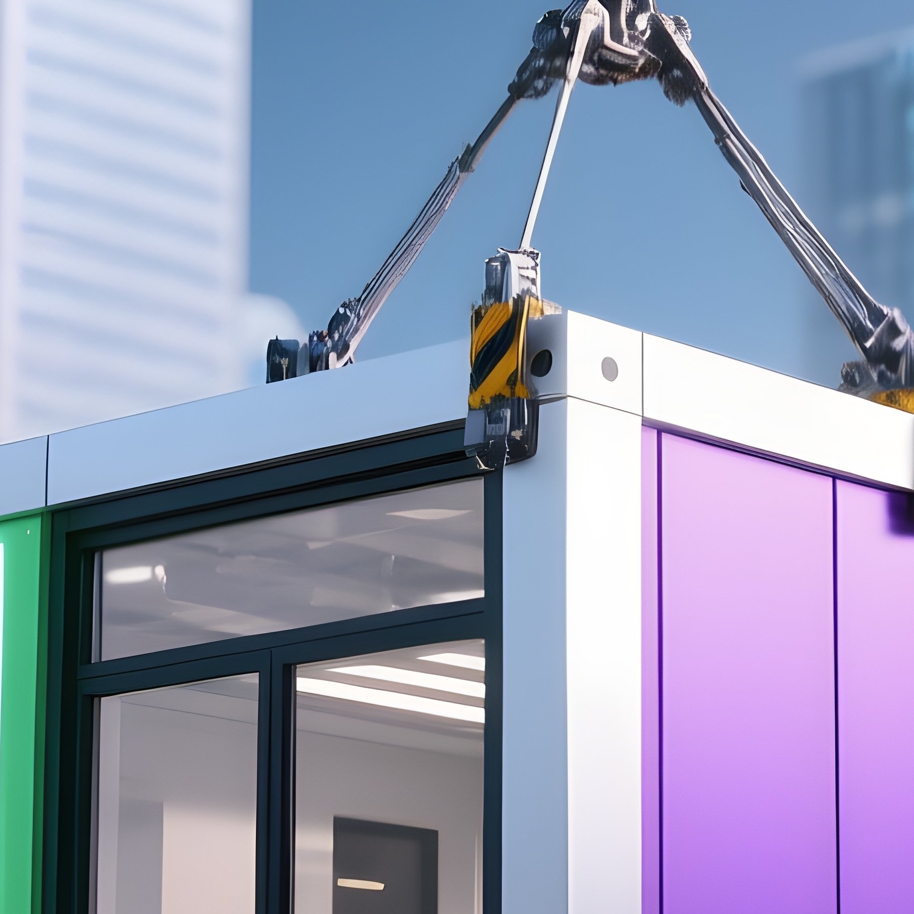 Photorealistic Futuristic Construction Module Lowering - Full Resolution Quality Preview