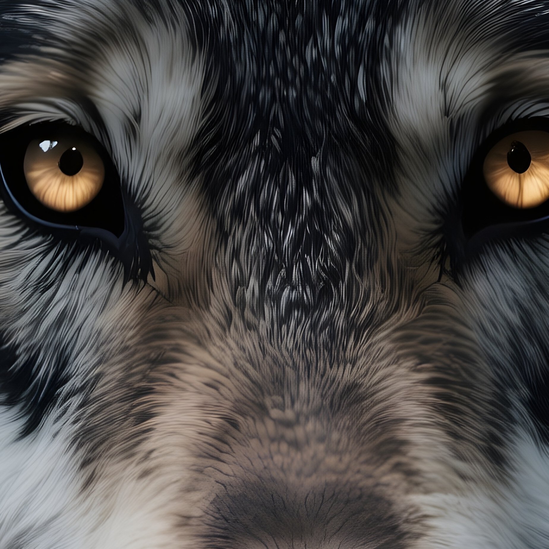Photorealistic Image: A Banshee Wolf With Hollow, Glowing Eyes. - Full Resolution Quality Preview