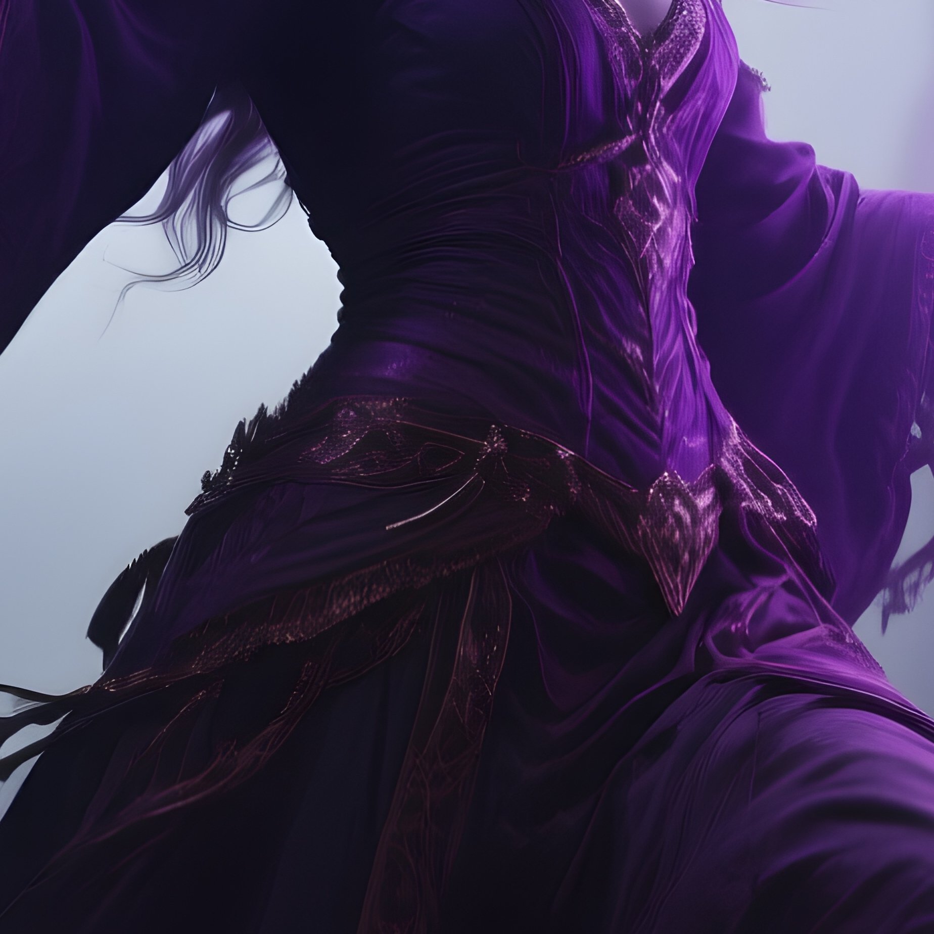 Photorealistic Image: A Battle Witch Summoning Violet Lightning Bolts. - Full Resolution Quality Preview