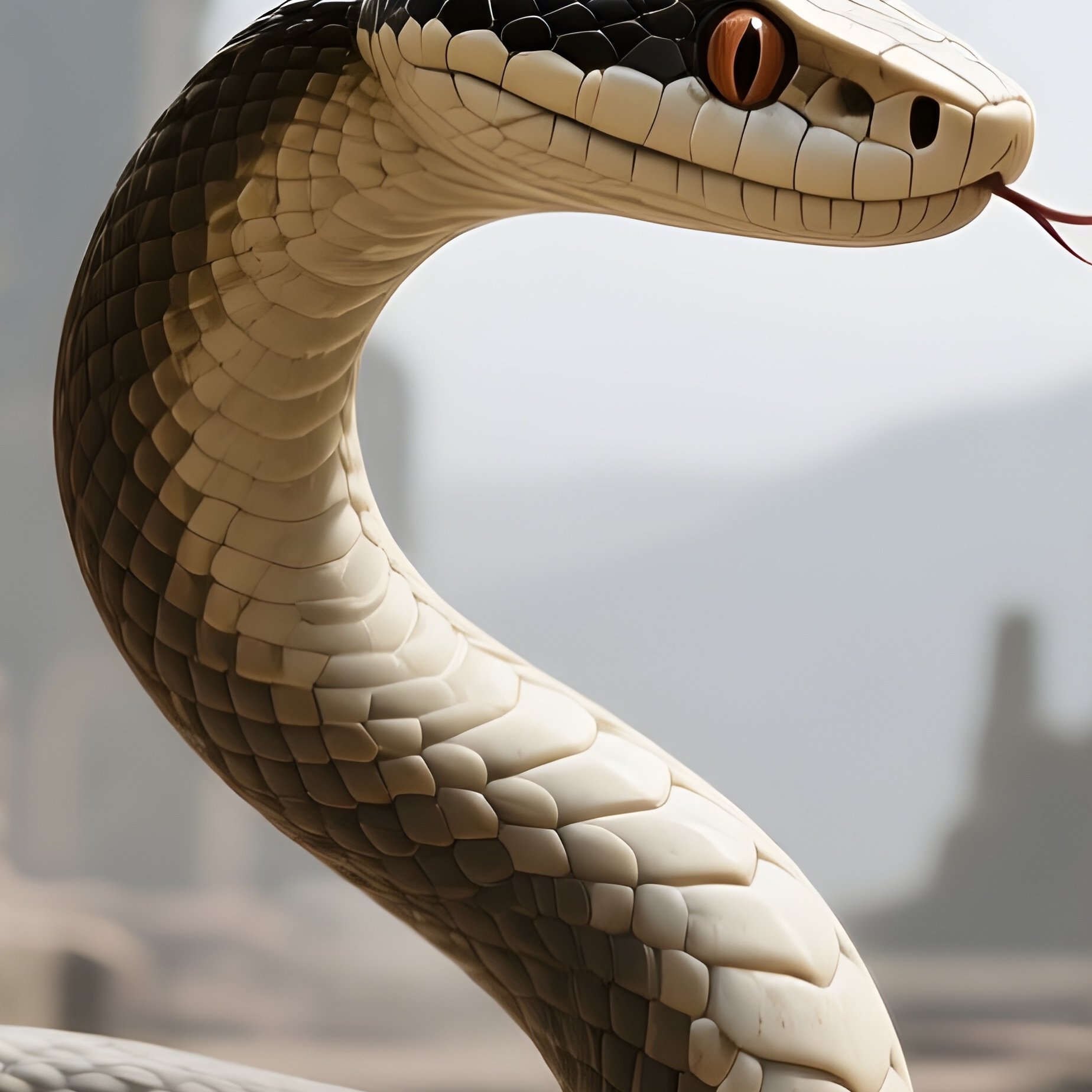 Photorealistic Image: A Bone Serpent Slithering Around Ancient Ruins. - Full Resolution Quality Preview