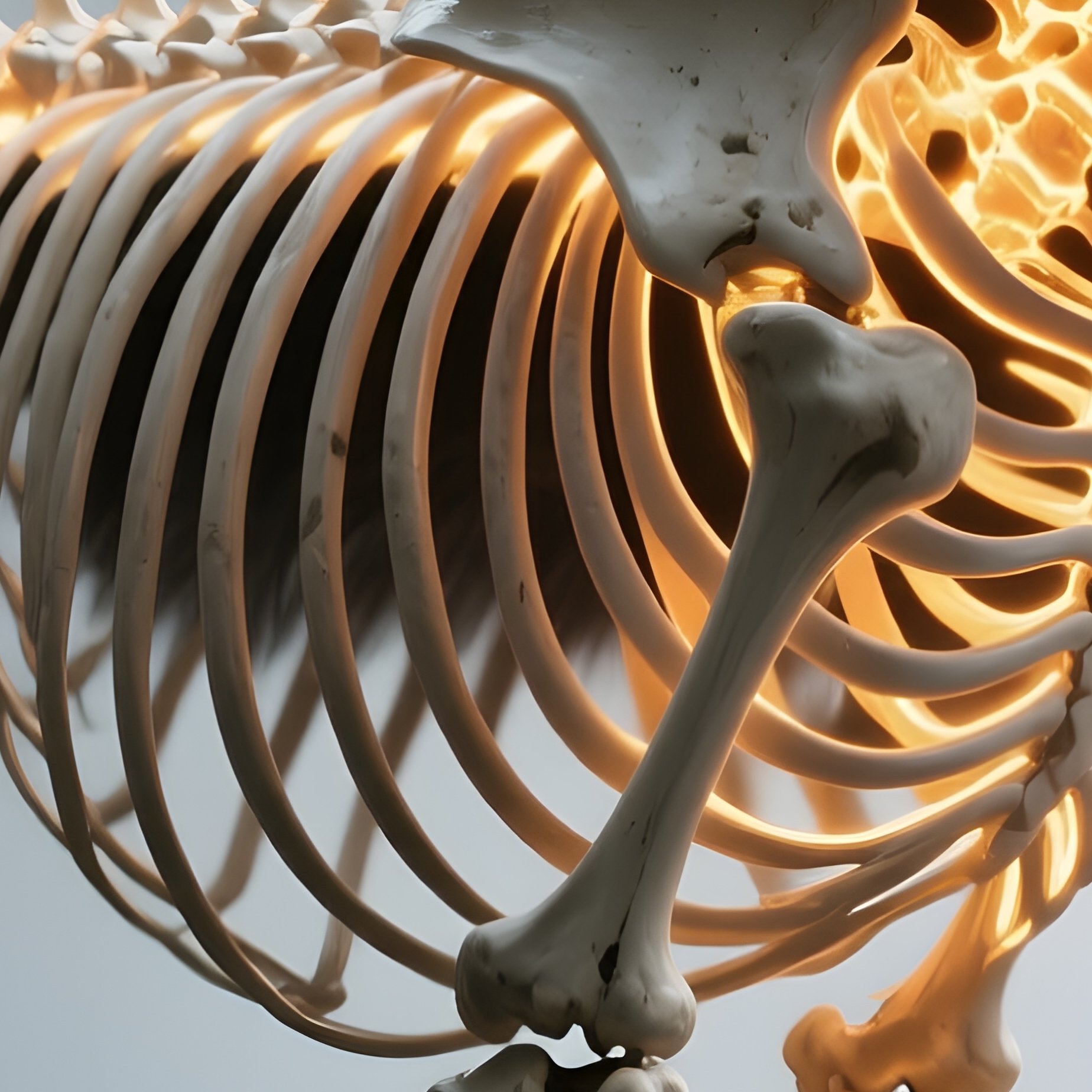 Photorealistic Image: A Bone Wolf With Glowing Ribs And Spine. - Full Resolution Quality Preview