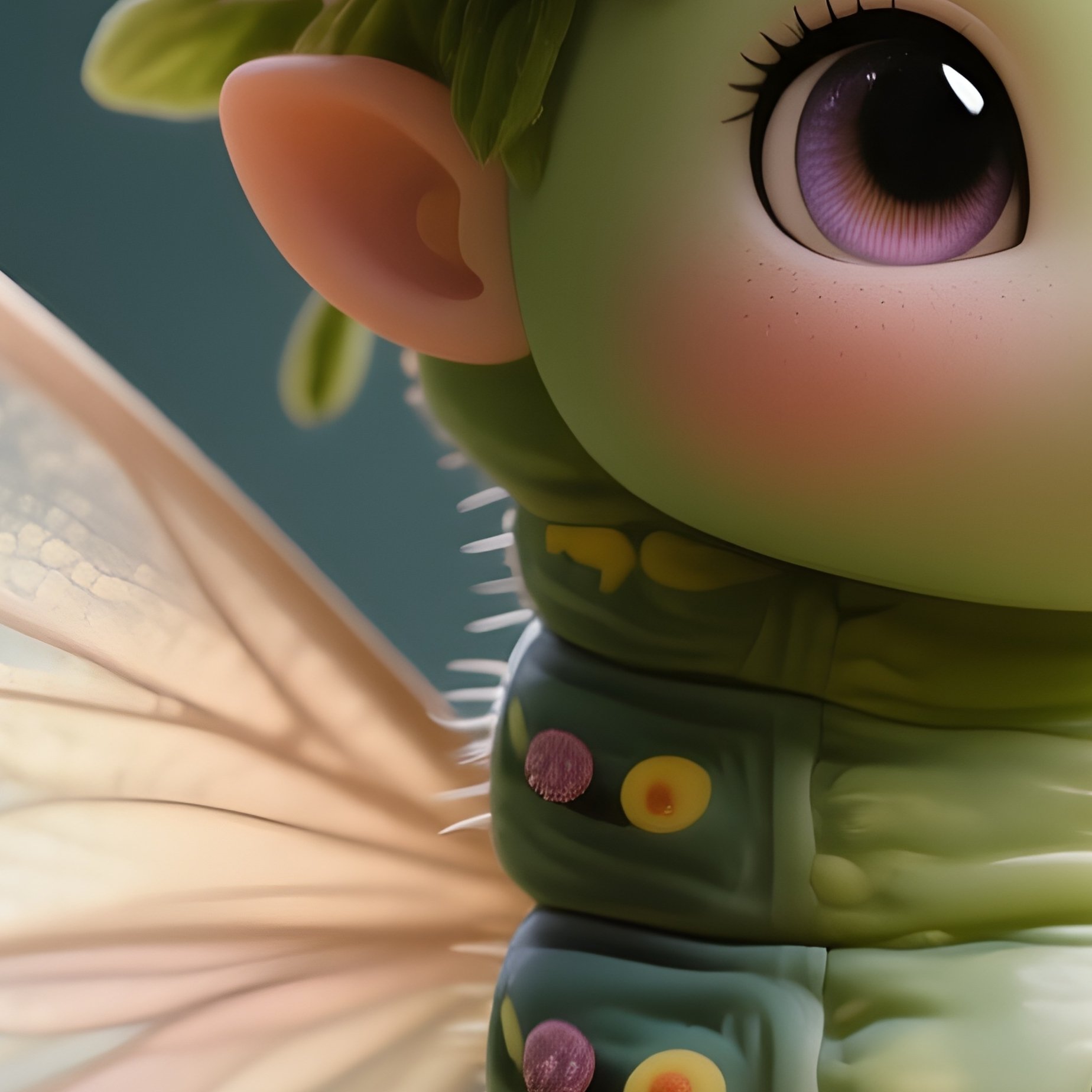 Photorealistic Image: A Caterpillar Fairy Wearing A Crown Of Flowers. - Full Resolution Quality Preview
