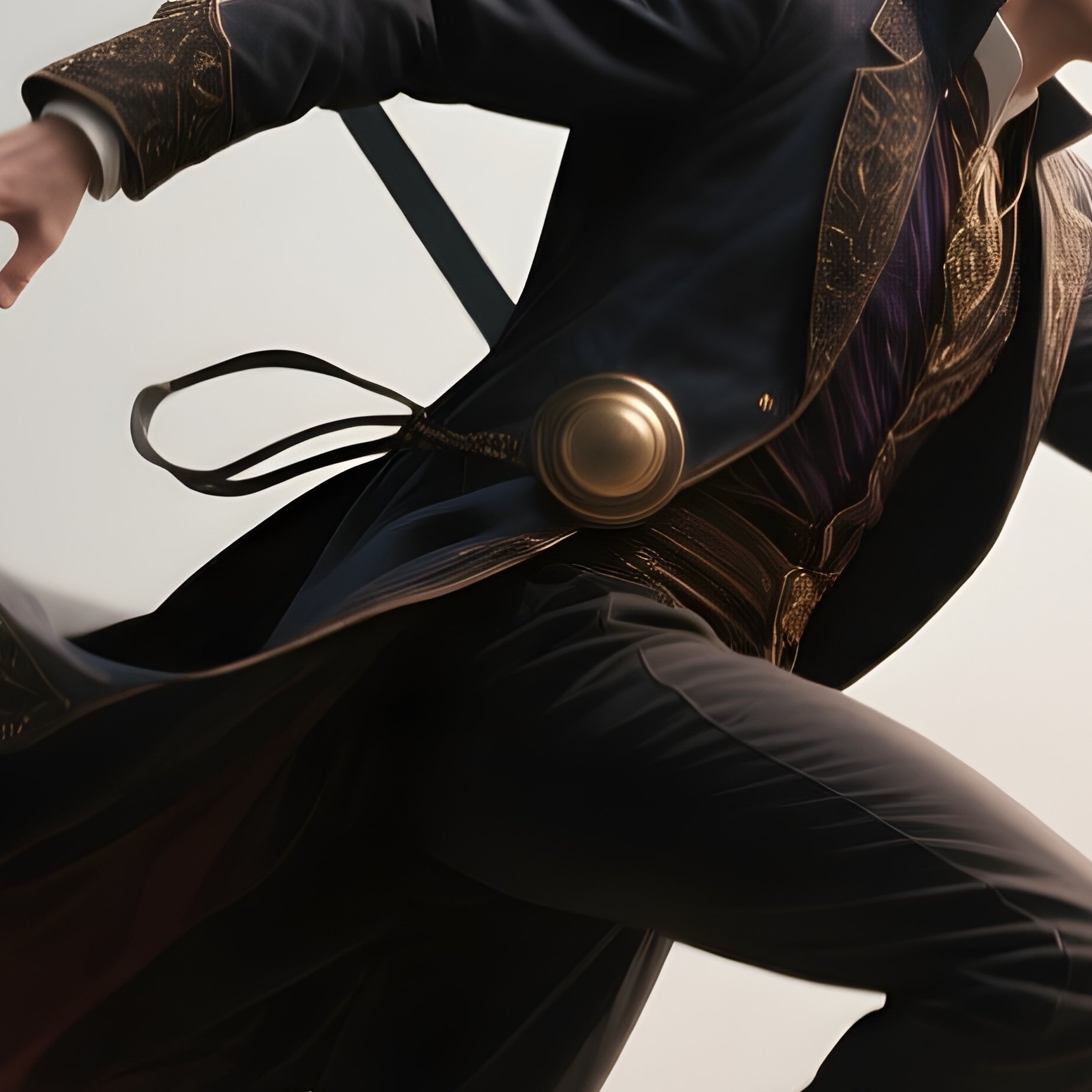 Photorealistic Image: A Chronomancer Freezing Time In Mid Motion. - Full Resolution Quality Preview