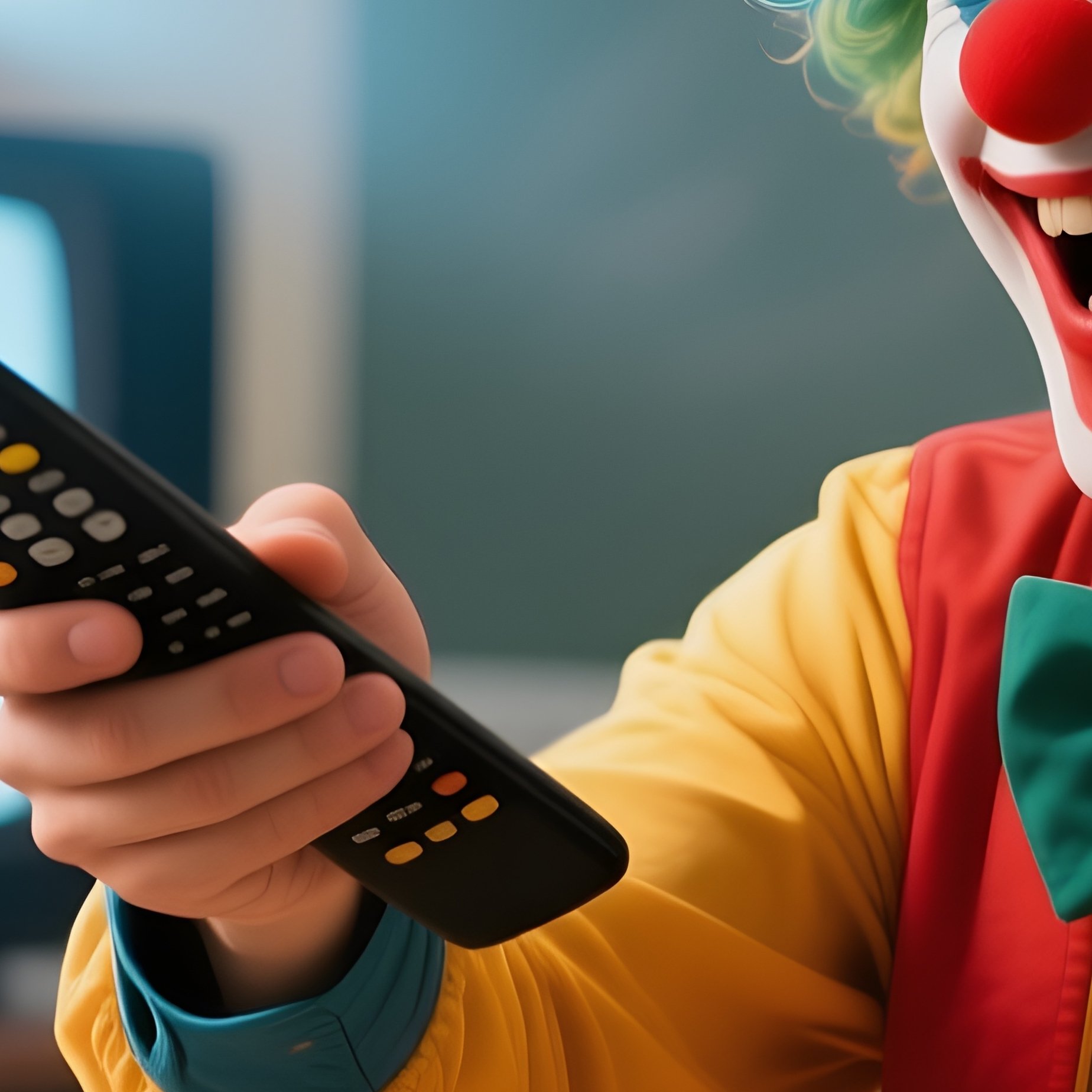 Photorealistic Image: A Class Clown Pretending The Projector Remote Is A Tv Remote. - Full Resolution Quality Preview